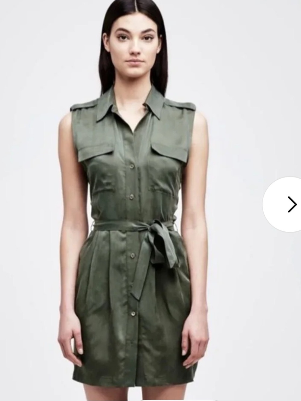 L’Agence Evelyn Military Style Shirt Dress in Silk. Size Small